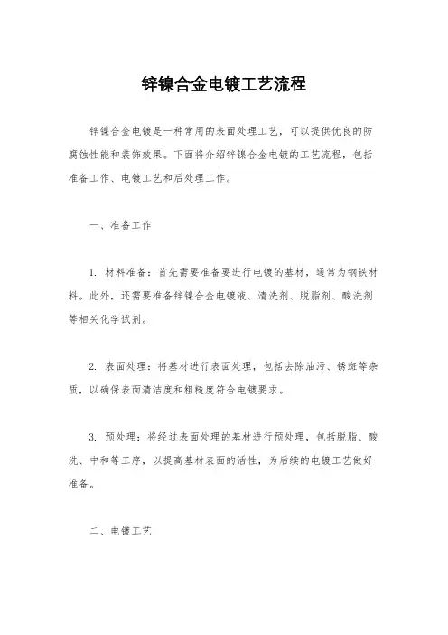 锌镍合金电镀工艺流程