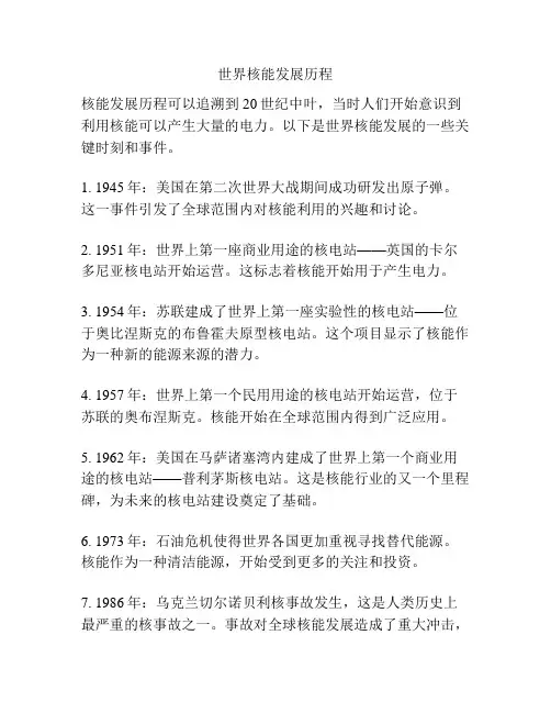 世界核能发展历程