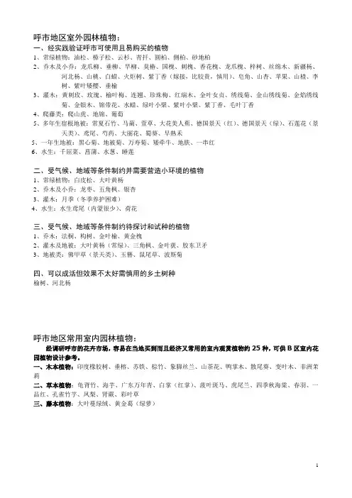 内蒙呼市可用的植物