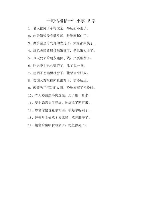 一句话概括一件小事15字