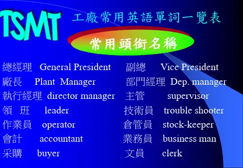 工厂常用英语单词一览表
