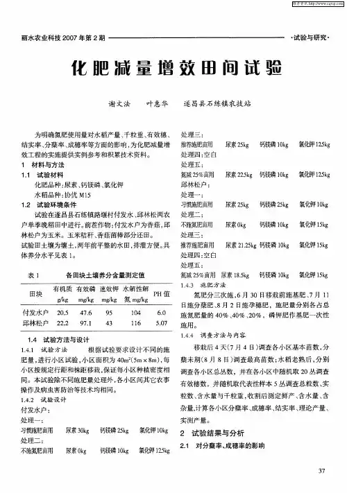化肥减量增效田间试验