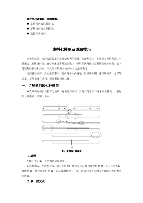 谈判七模型及说服技巧