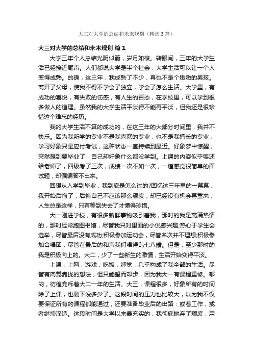 大三对大学的总结和未来规划（精选3篇）