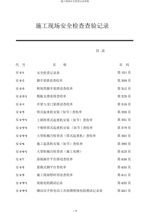 施工现场安全检查记录表格