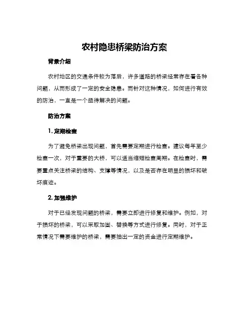 农村隐患桥梁防治方案