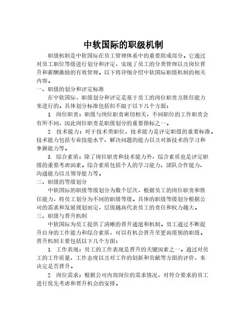 中软国际的职级机制