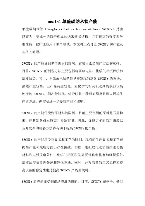 ocsial单壁碳纳米管产能