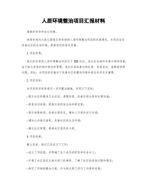 人居环境整治项目汇报材料