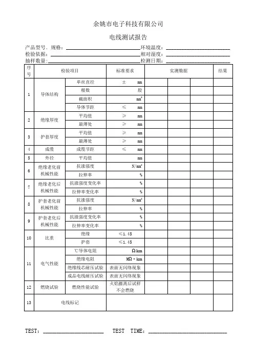 UL电线测试报告