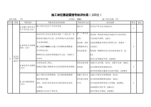 平安工地考核评价表