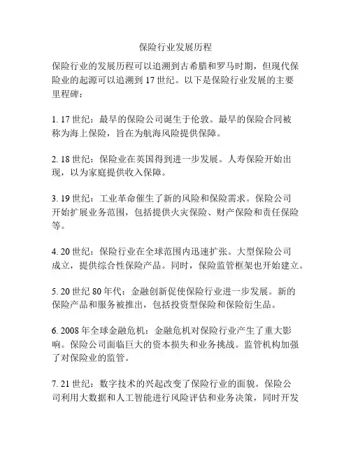 保险行业发展历程