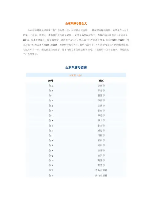 山东车牌号的含义