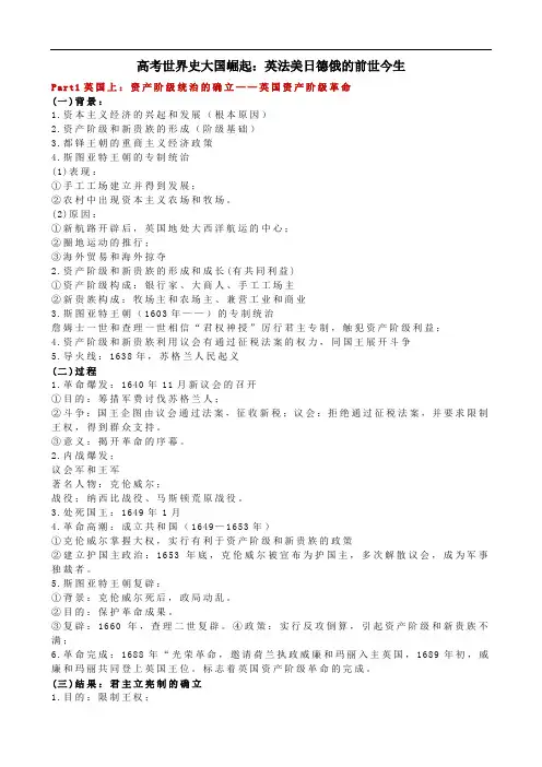 高考世界史大国崛起：英法美日德俄的前世今生
