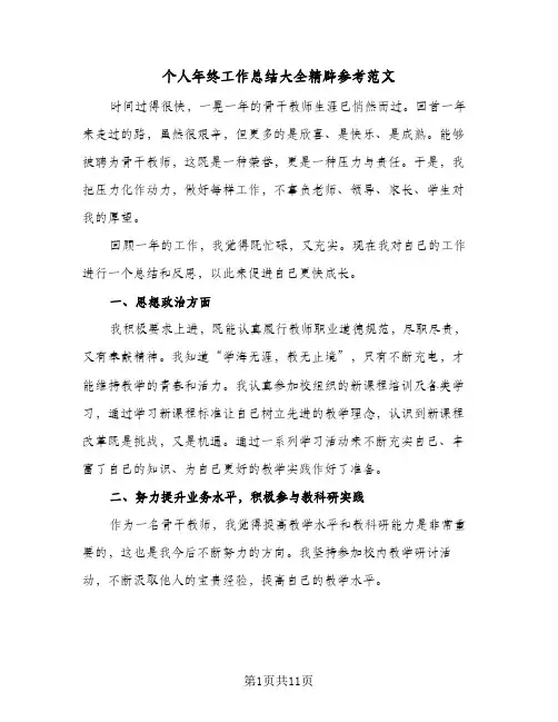 个人年终工作总结大全精辟参考范文(五篇)