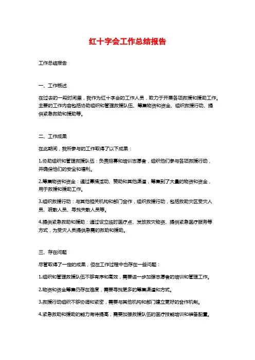红十字会工作总结报告