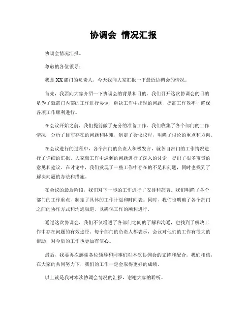 协调会 情况汇报