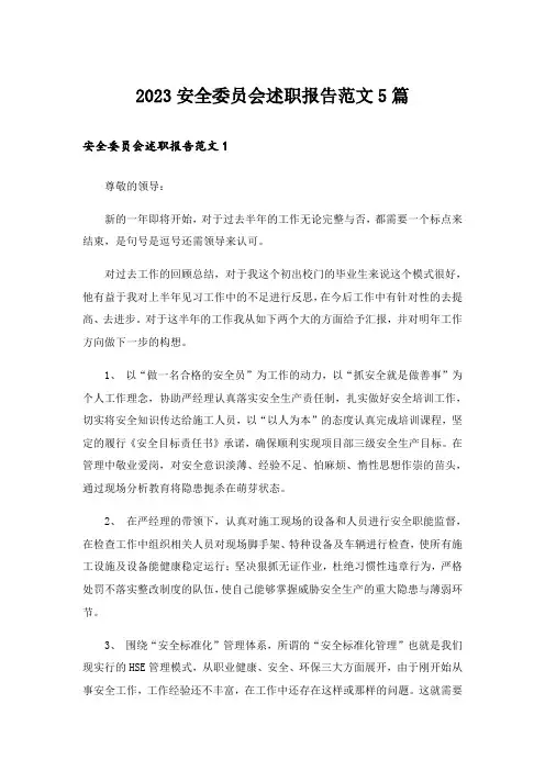 2023安全委员会述职报告范文5篇