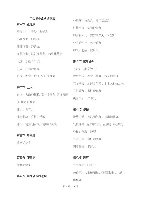 同仁堂中成药馆秘藏