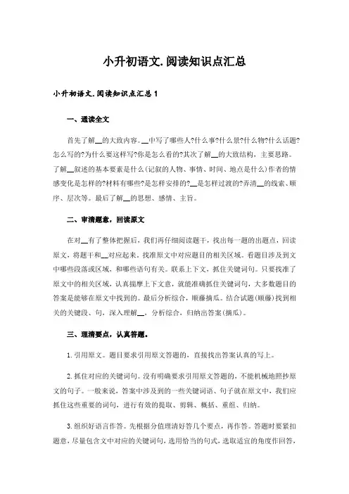 小升初语文.阅读知识点汇总