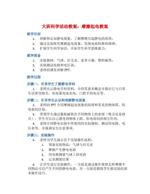 大班科学活动教案：摩擦起电教案(附教学反思) (2)
