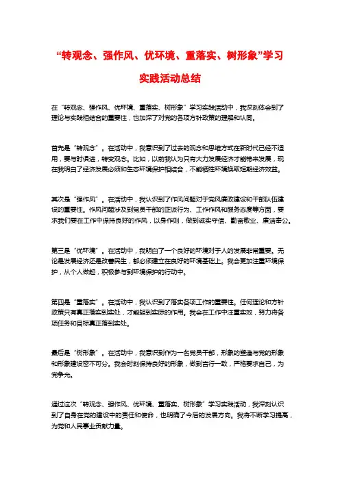 “转观念、强作风、优环境、重落实、树形象”学习实践活动总结