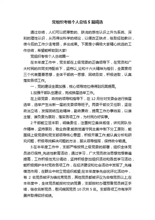 党组织考核个人总结5篇精选