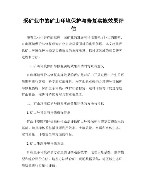 采矿业中的矿山环境保护与修复实施效果评估