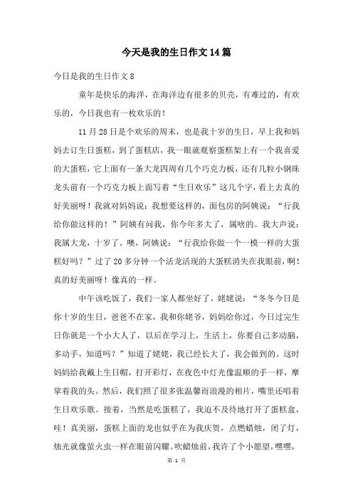 今天是我的生日作文14篇