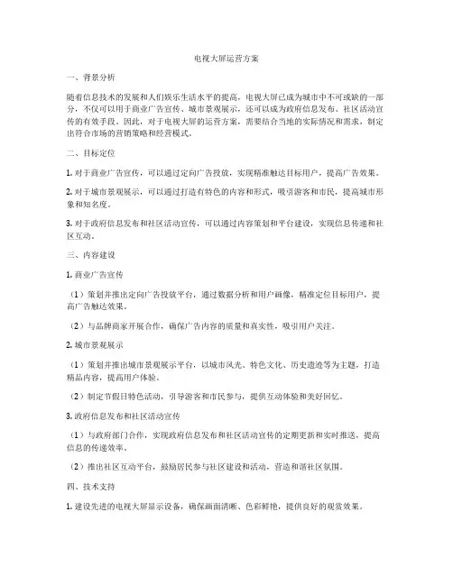 电视大屏运营方案
