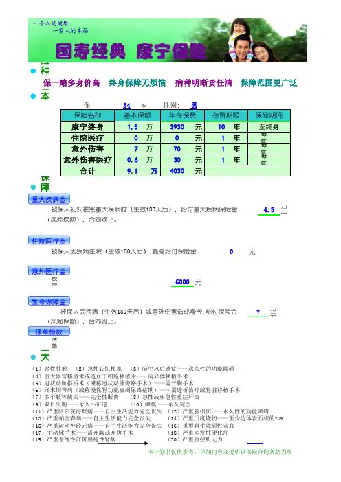 2009年新版康宁终身自动计划书(1)