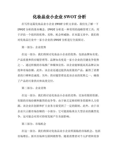化妆品业小企业SWOT分析