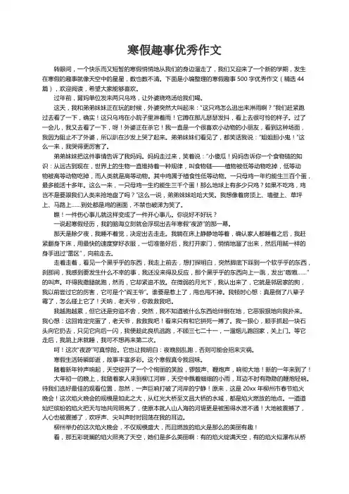寒假趣事500字优秀作文（精选44篇）