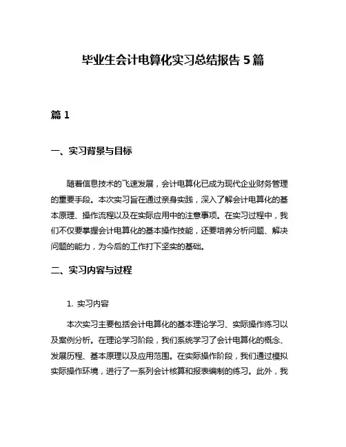 毕业生会计电算化实习总结报告5篇
