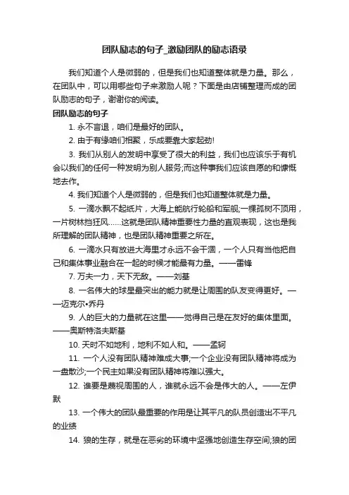 团队励志的句子_激励团队的励志语录