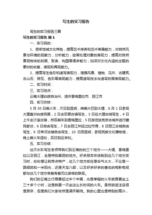写生的实习报告