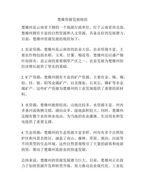 楚雄资源发展现状