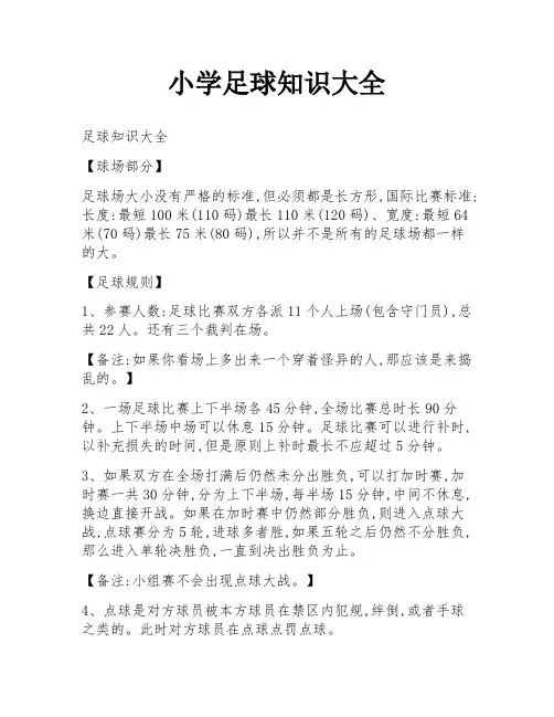 小学足球知识大全
