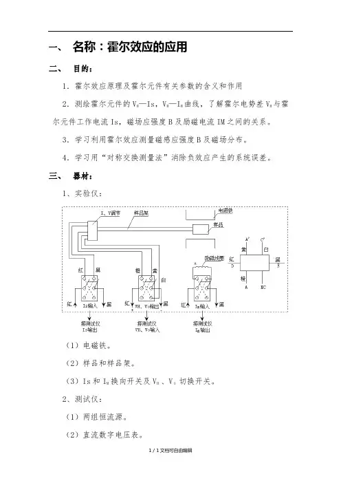 霍尔效应的应用实验报告