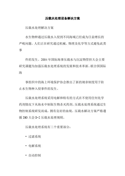 压载水处理设备解决方案