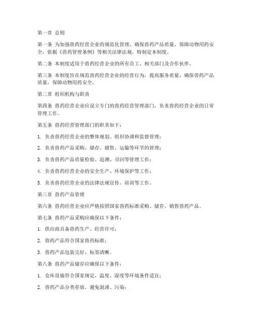 兽药经营企业管理制度模板