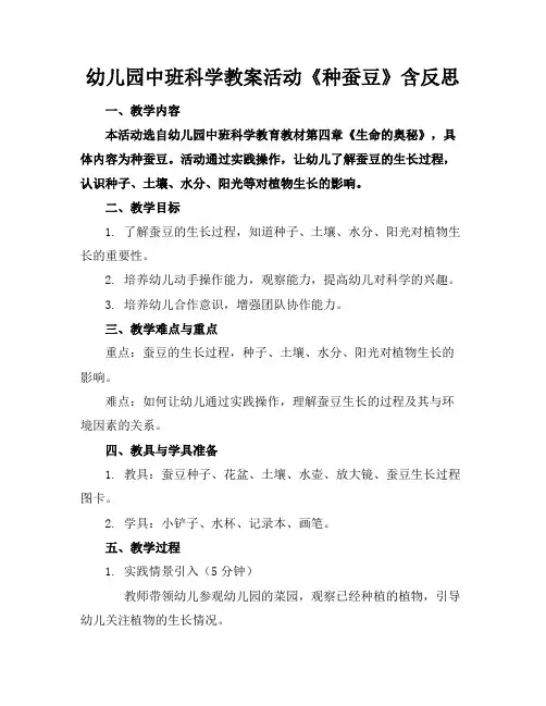 幼儿园中班科学教案活动《种蚕豆》含反思