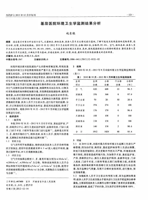 基层医院环境卫生学监测结果分析