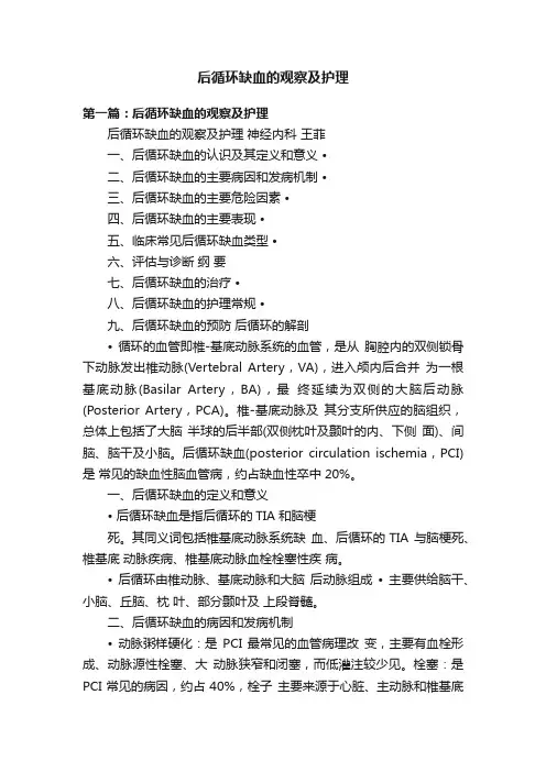 后循环缺血的观察及护理
