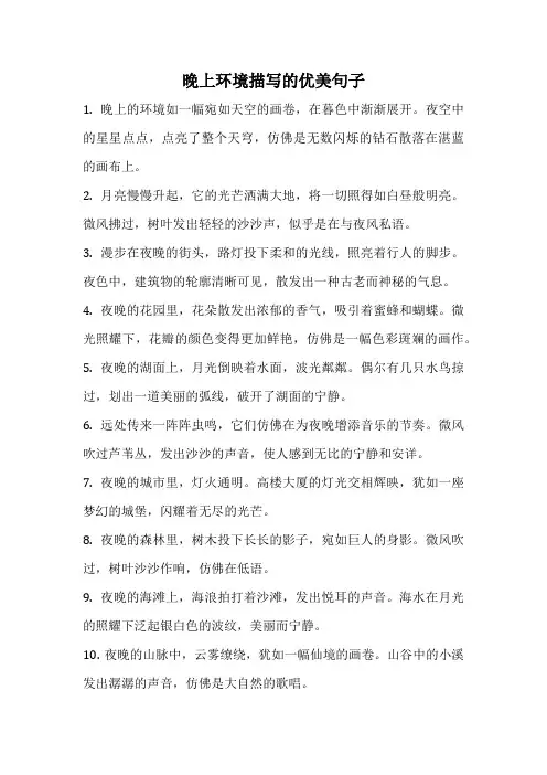 晚上环境描写的优美句子