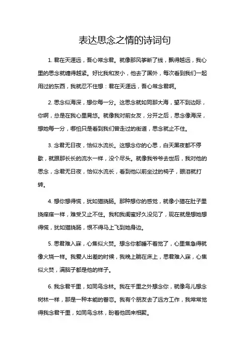 表达思念之情的诗词句