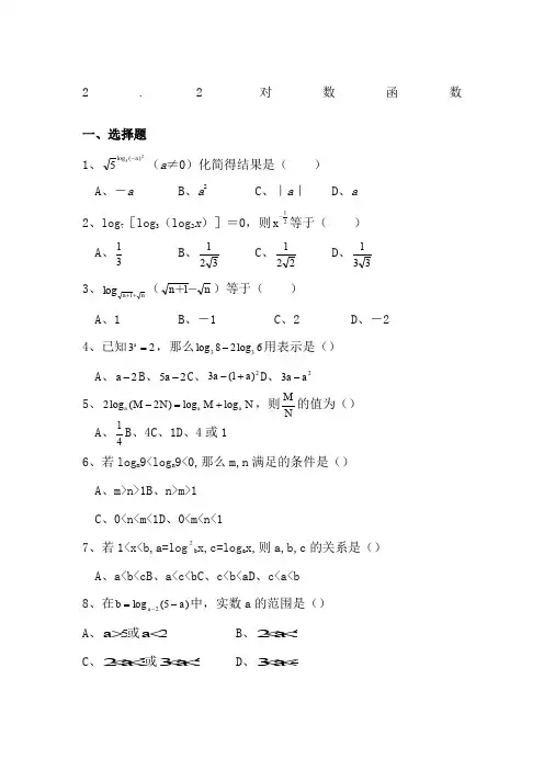 对数运算经典练习题