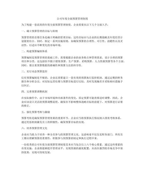 公司年度全面预算管理制度