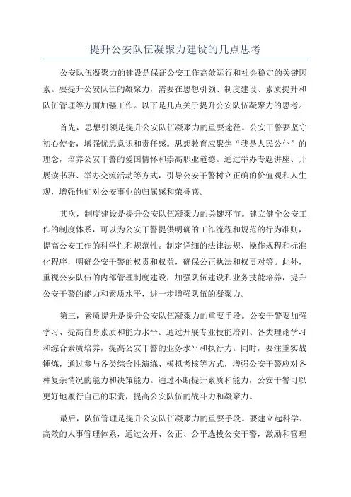 提升公安队伍凝聚力建设的几点思考