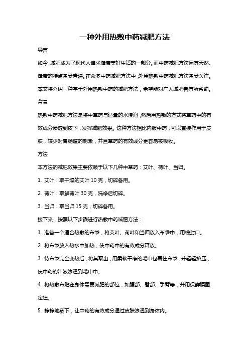 一种外用热敷中药减肥方法